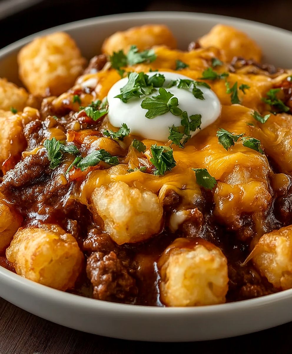 BBQ Beef Tater Tot Casserole