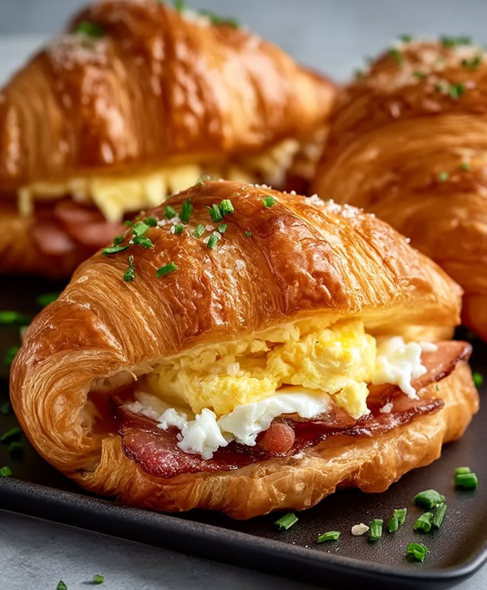 Croissant breakfast sandwich
