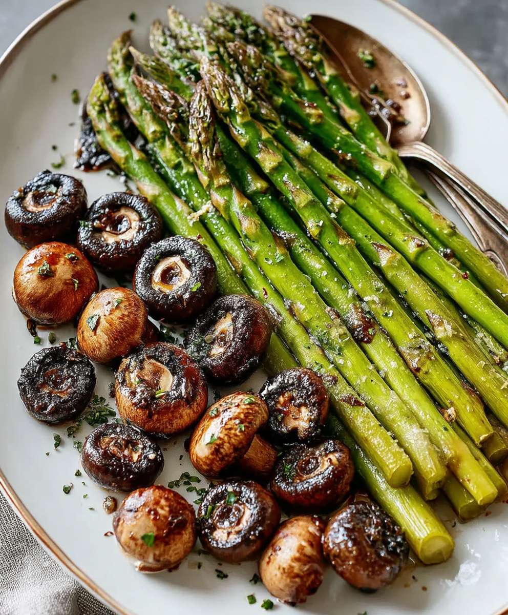 Roasted asparagus mushrooms