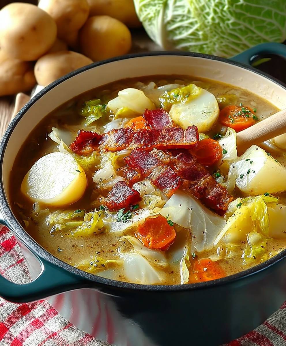 Bacon cabbage potato soup