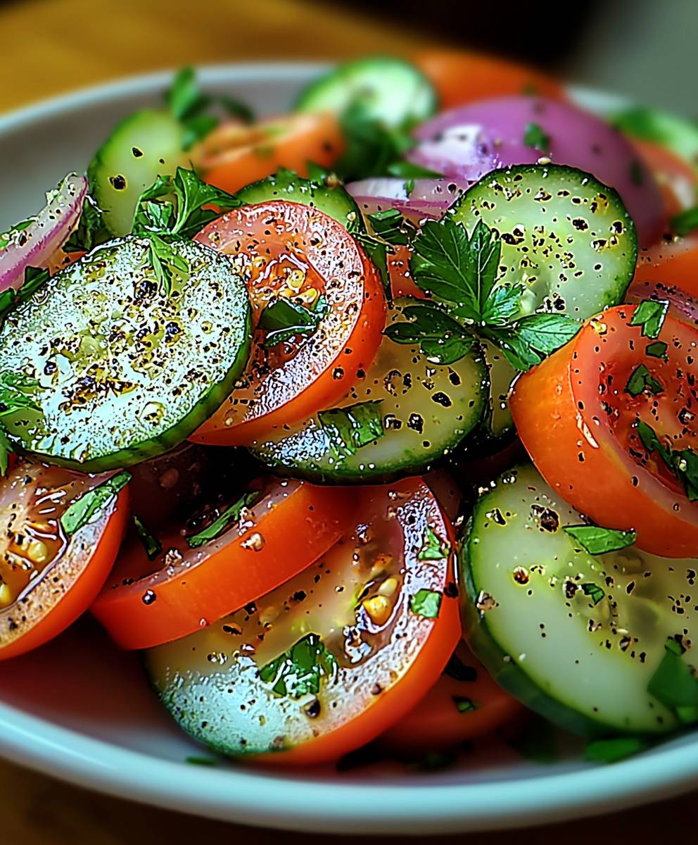 Cucumber tomato onion salad