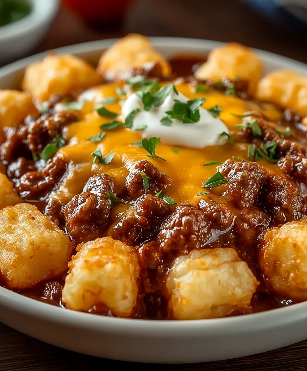 BBQ Beef Tater Tot Casserole
