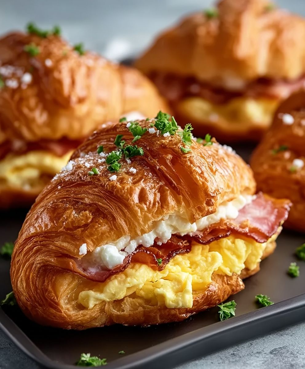 Croissant breakfast sandwich