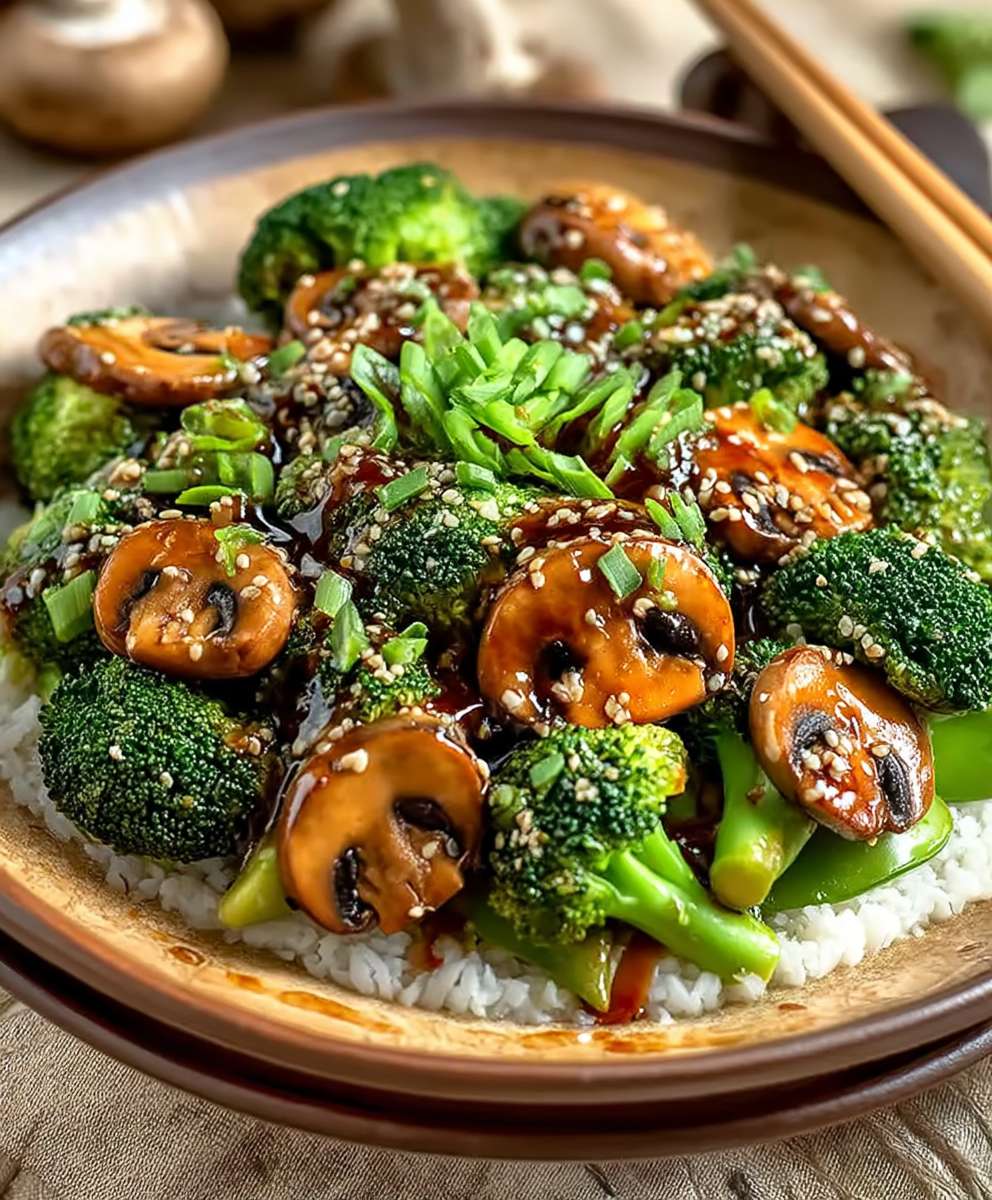 Broccoli mushroom stir fry