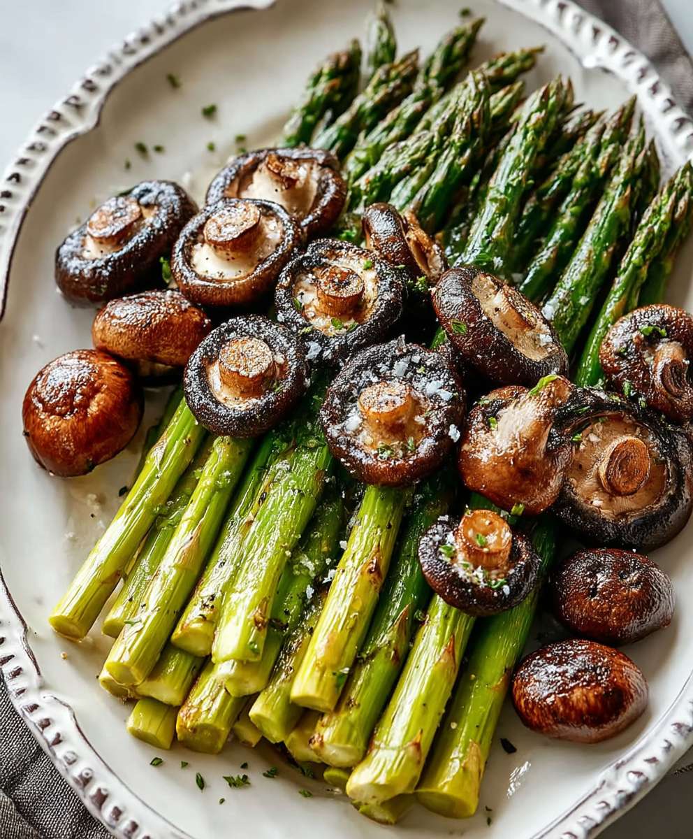 Roasted asparagus mushrooms