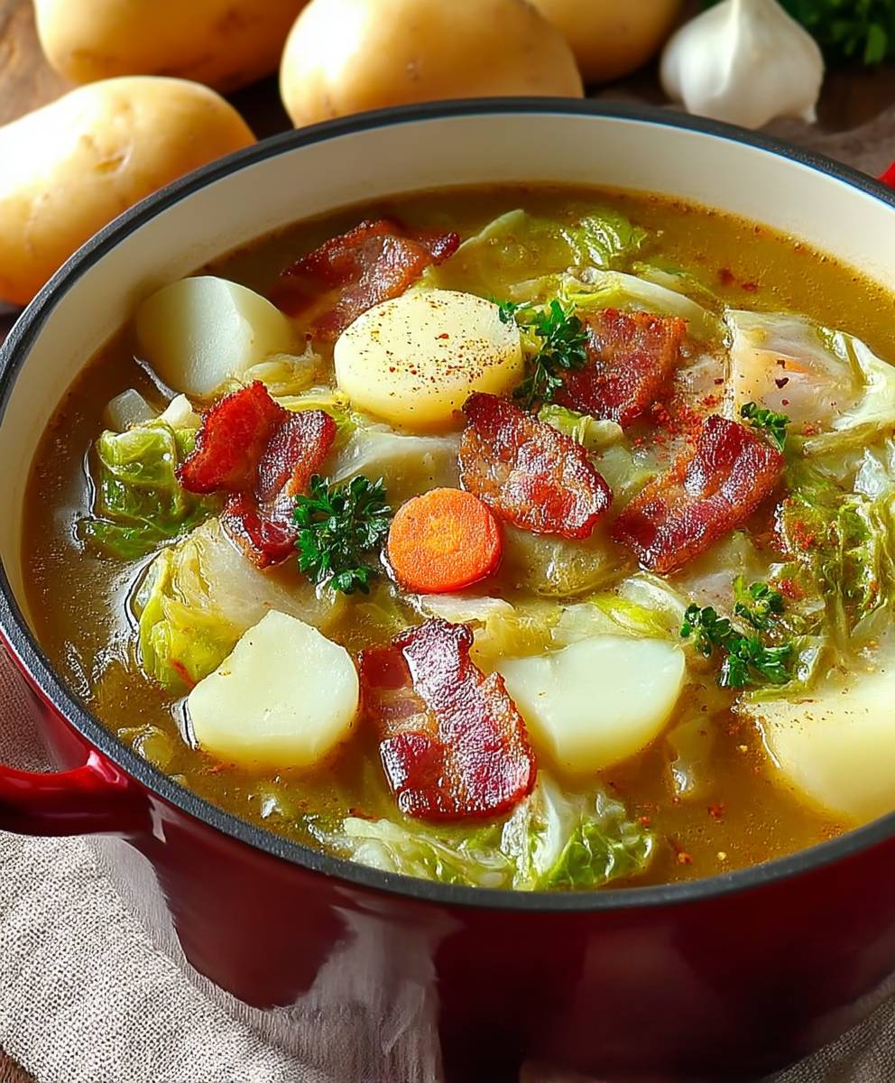 Bacon cabbage potato soup