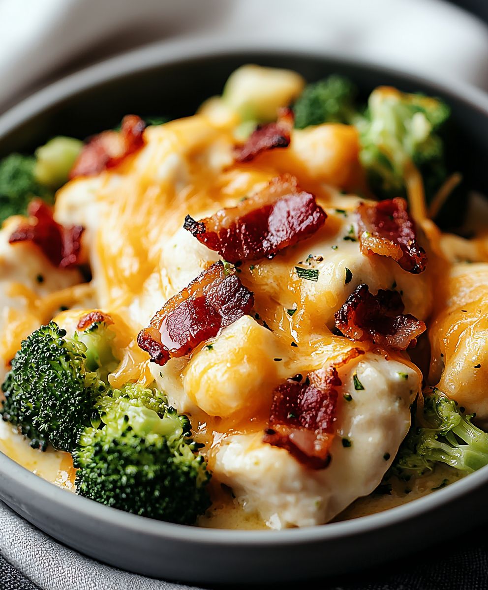 Broccoli bacon cheddar chicken