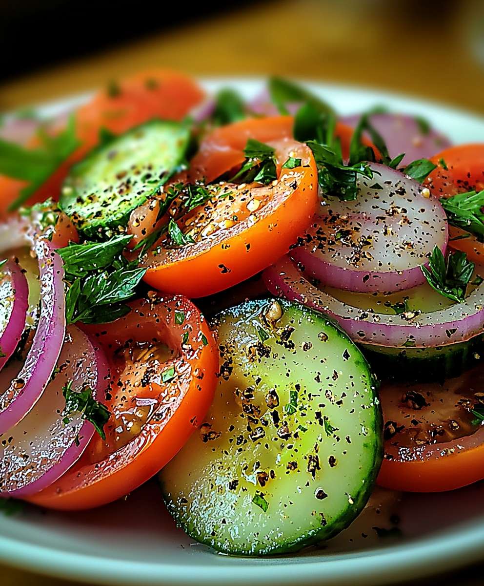 Cucumber tomato onion salad