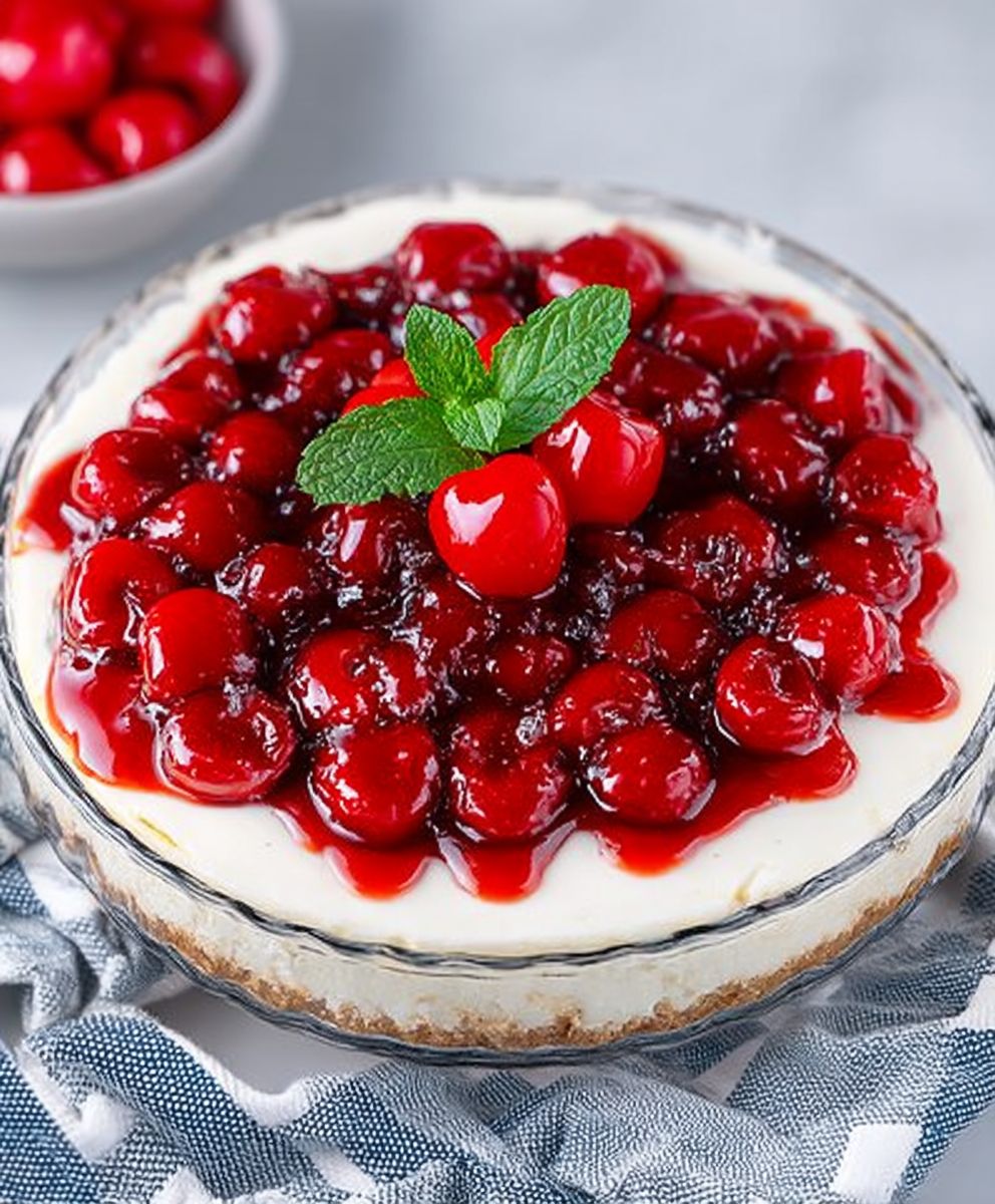 No Crust Cherry Cheesecake
