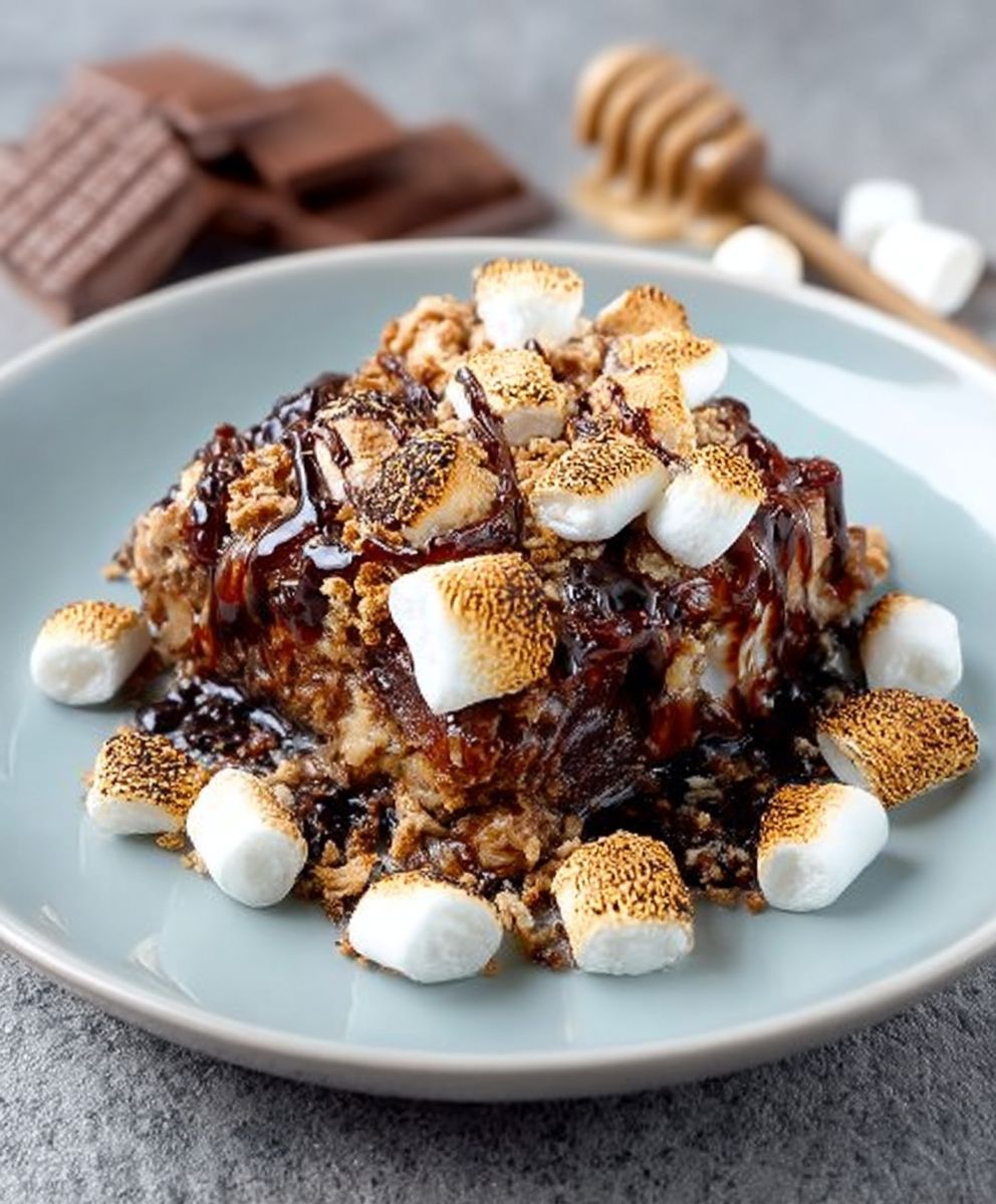 Toffee Smores Bread Pudding