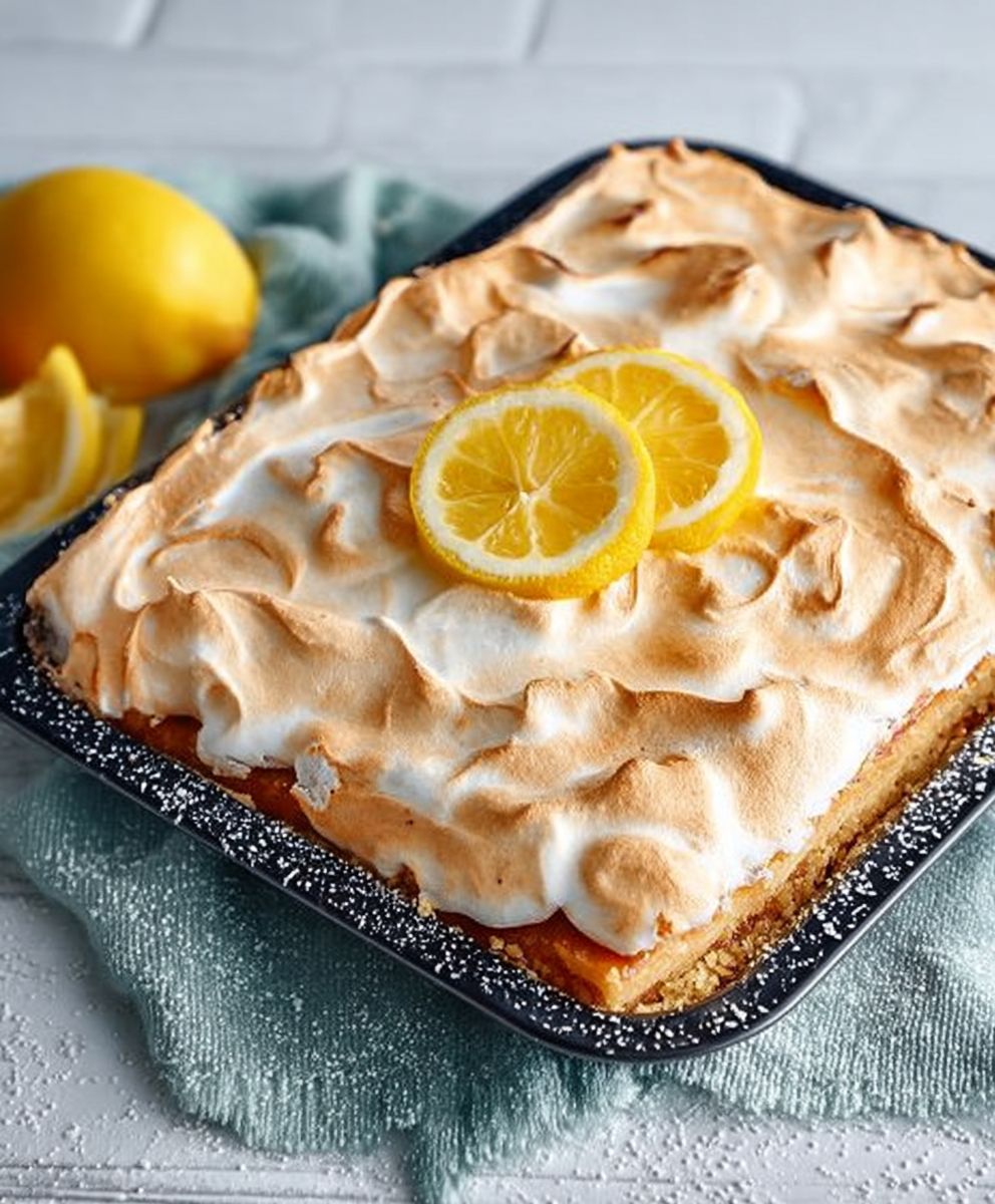 Lemon meringue slab pie