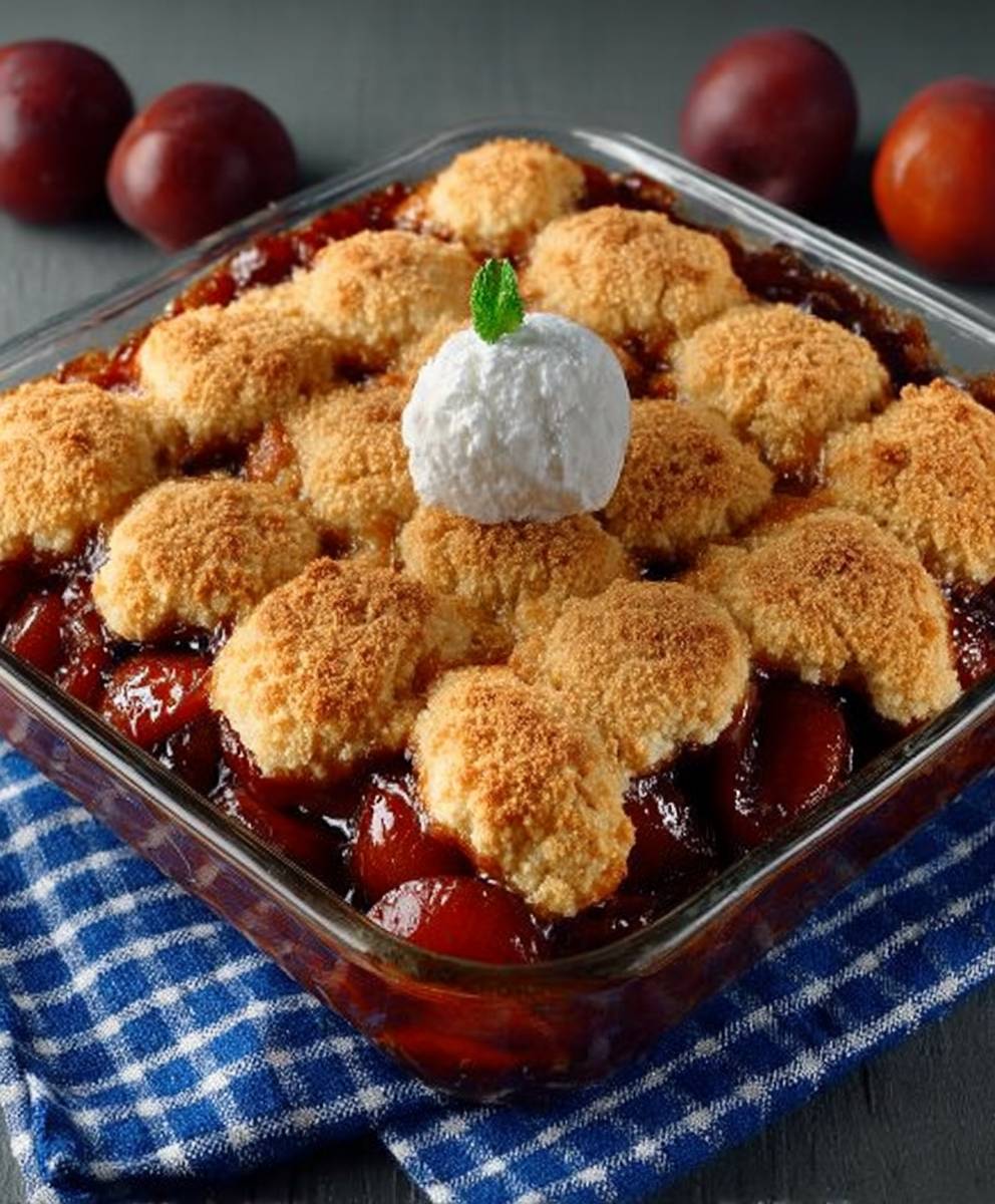 Plum cobbler