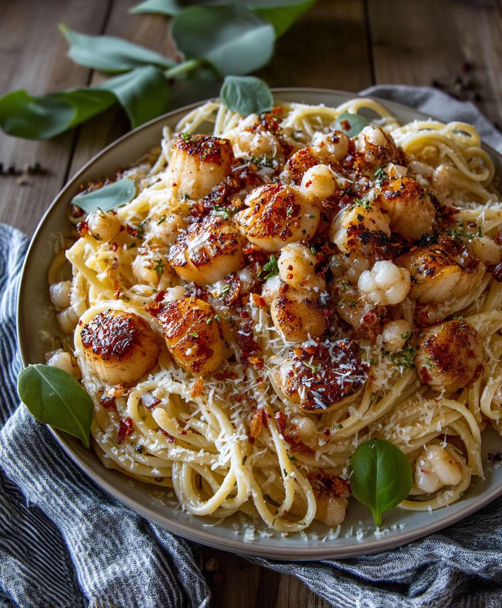 Garlic Butter Scallops Pasta