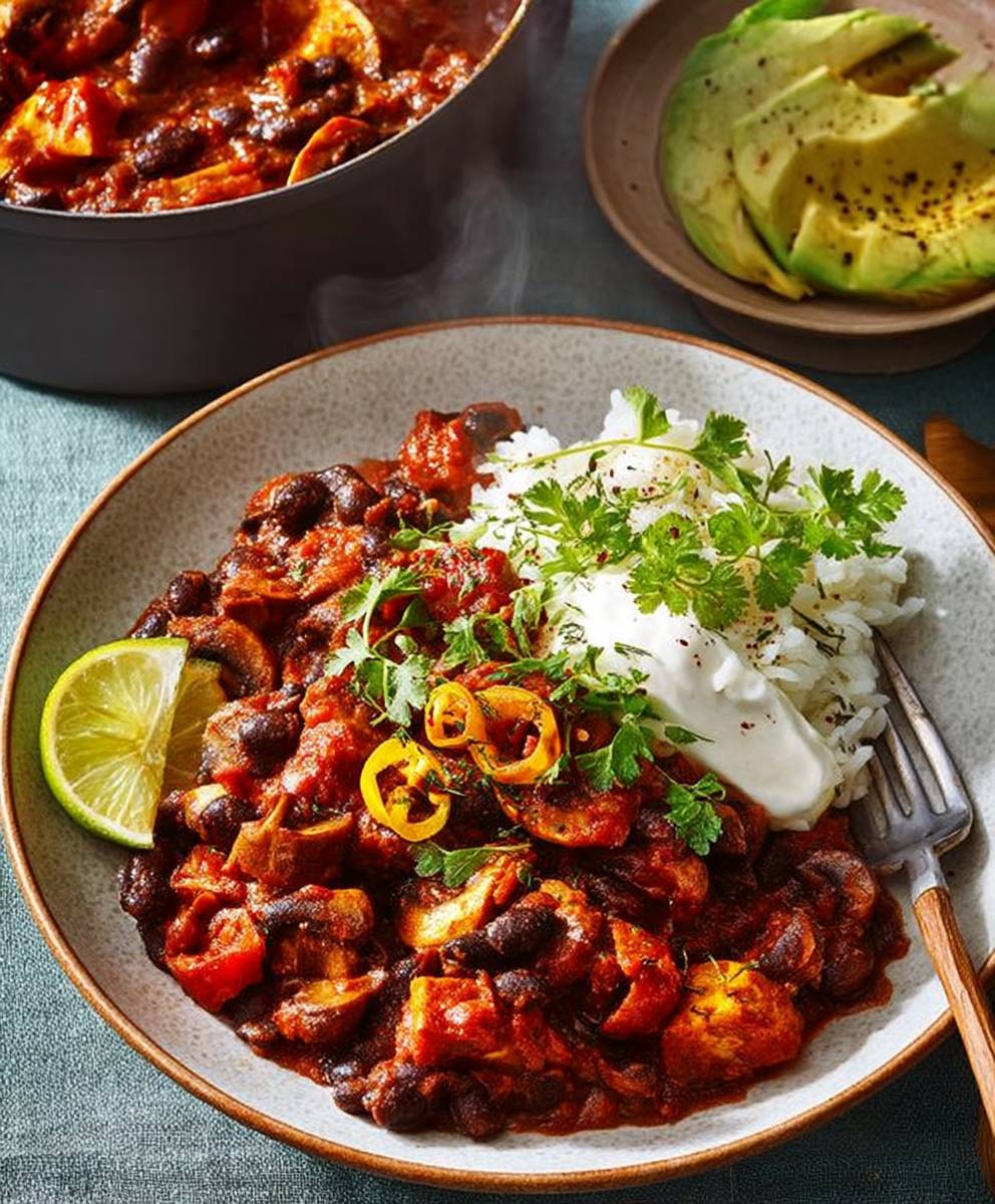 Mushroom black bean chili