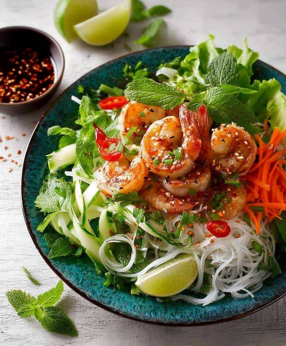 Vietnamese noodle salad shrimp