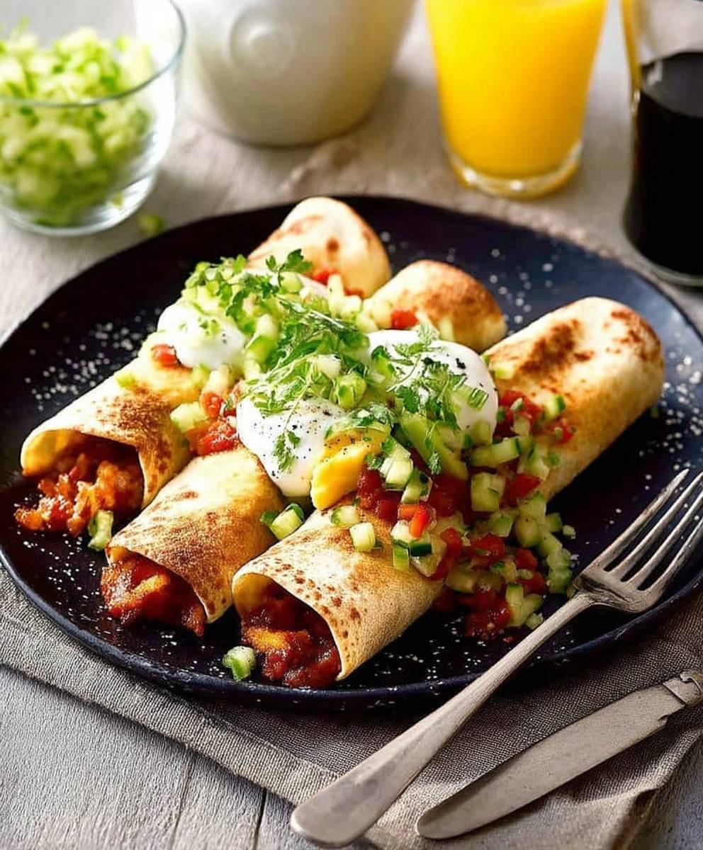 Breakfast enchiladas bacon eggs