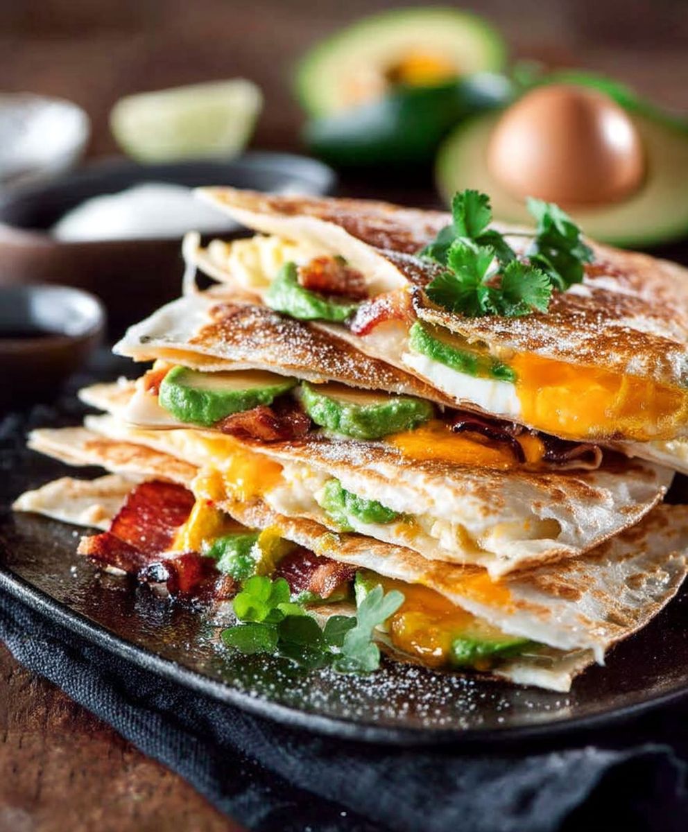 Bacon avocado egg quesadilla