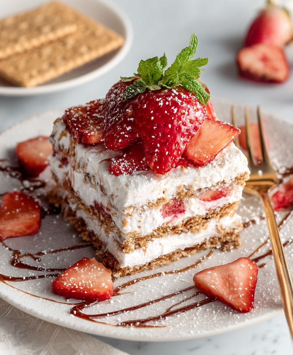 Strawberry icebox cake