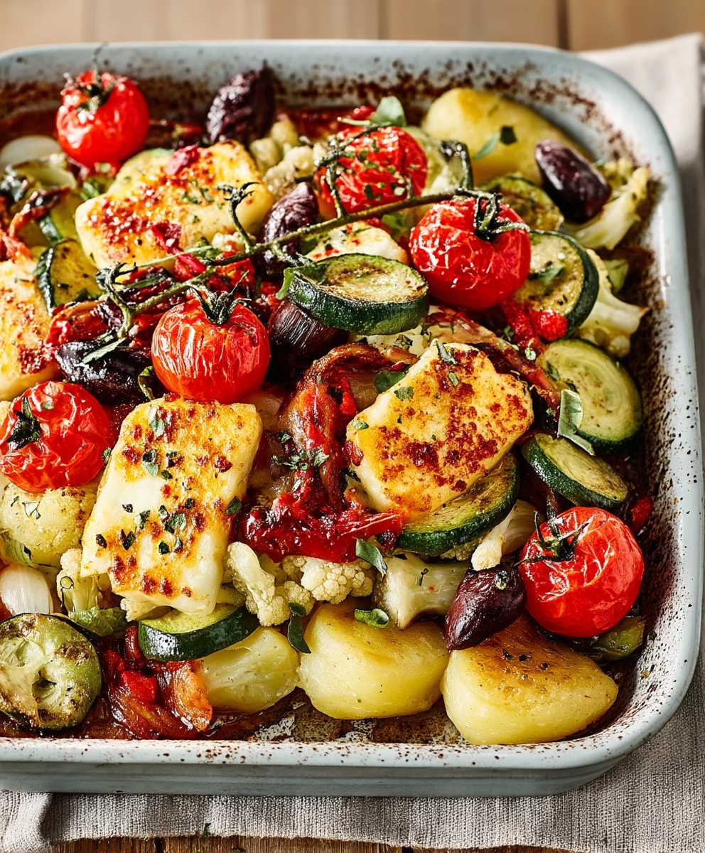 Halloumi Mediterranean traybake