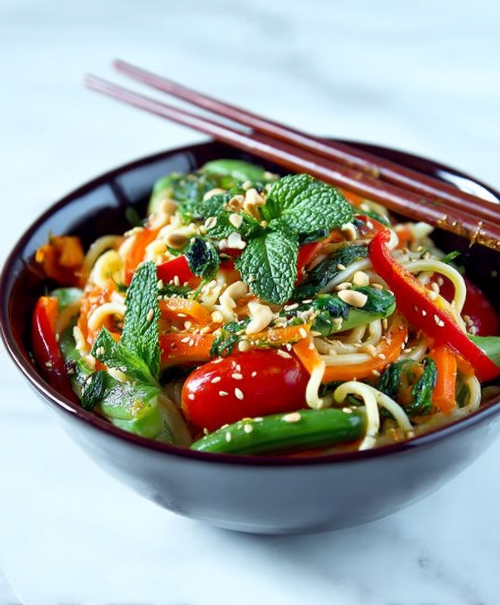 Asian vegetable pasta salad