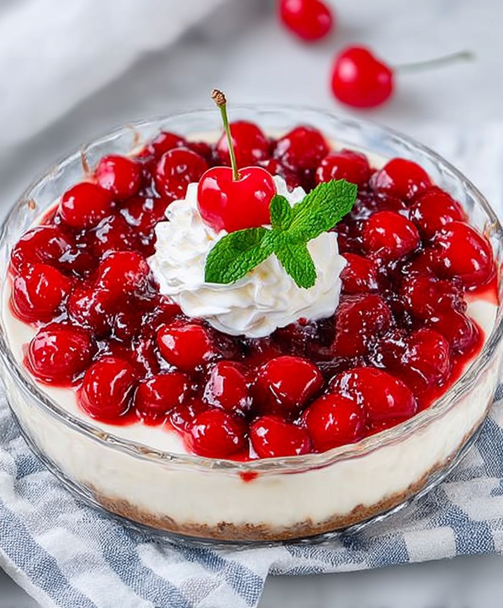 No Crust Cherry Cheesecake