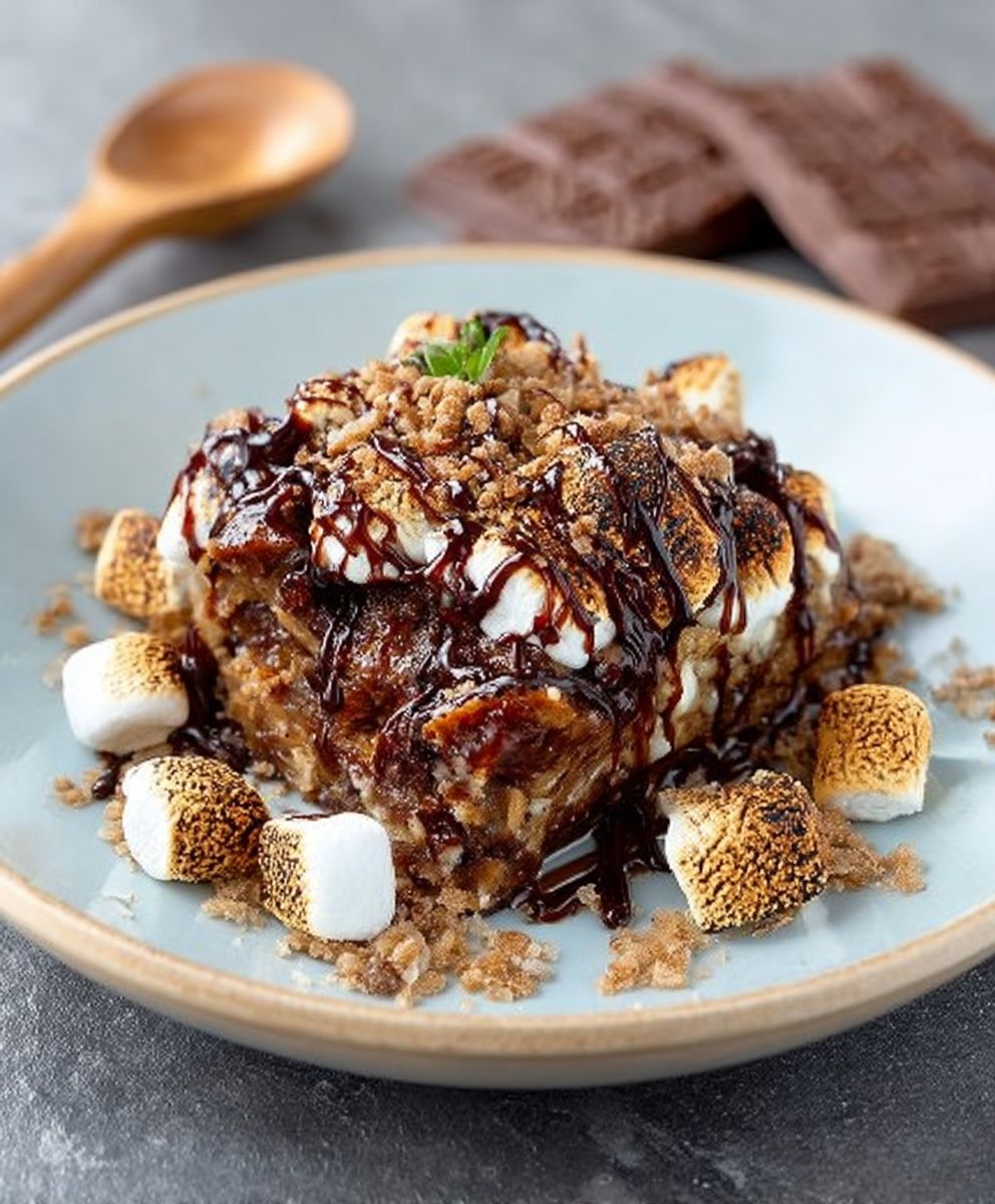 Toffee Smores Bread Pudding