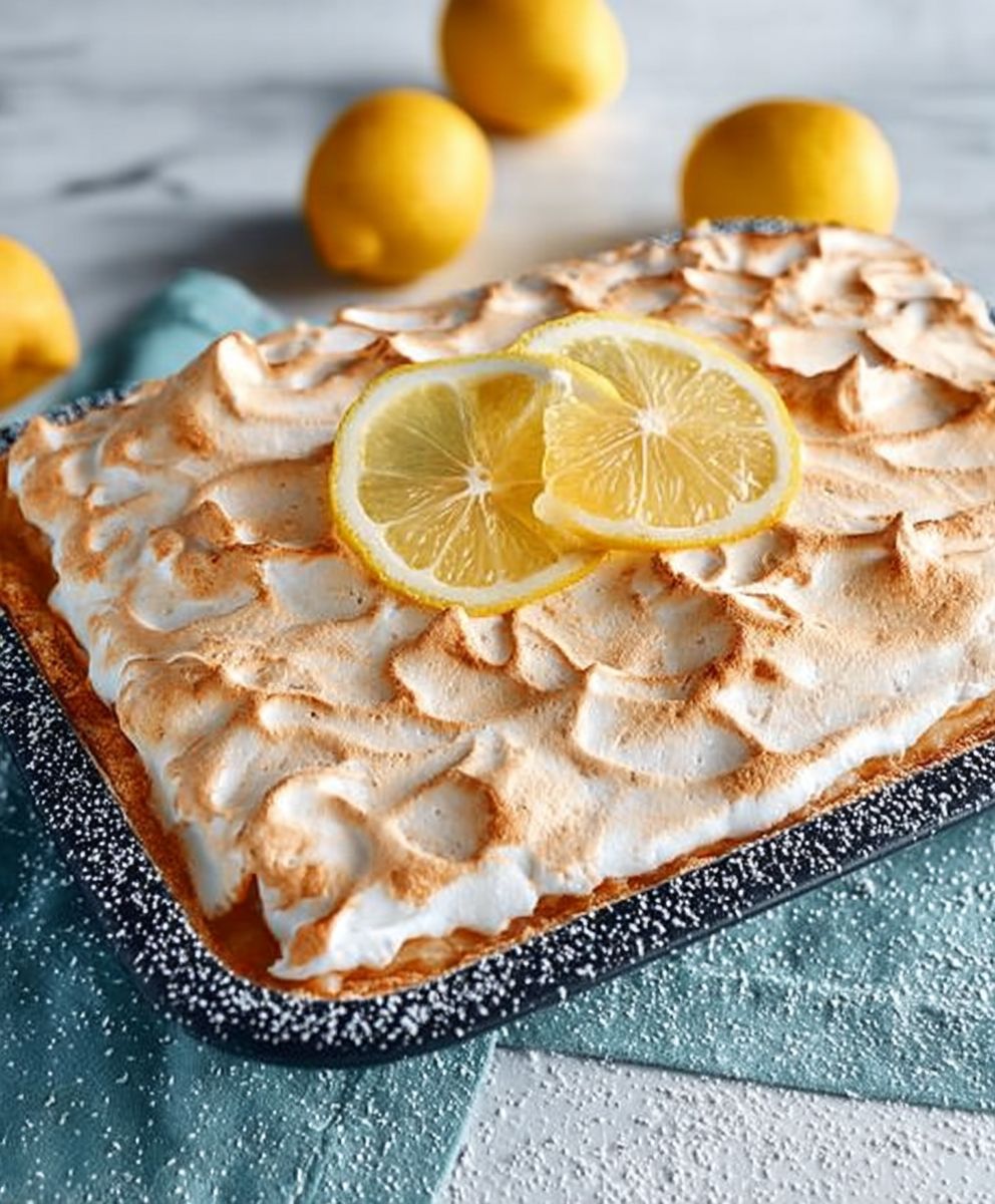 Lemon meringue slab pie