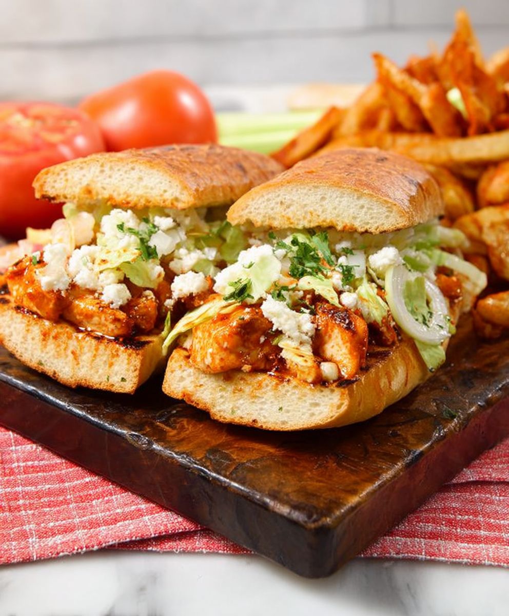 Buffalo wing garlic hoagies