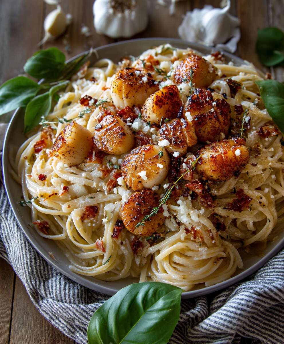 Garlic Butter Scallops Pasta