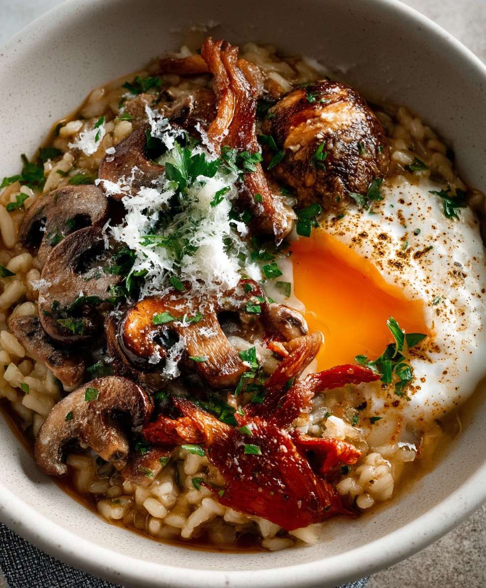 Mushroom risotto brown butter garlic