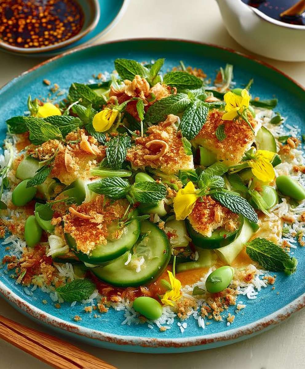 Smacked cucumber rice salad