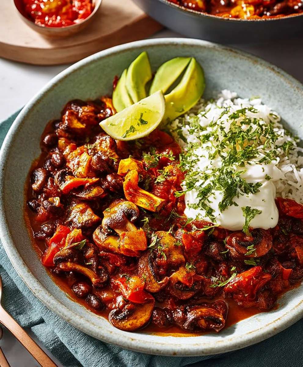 Mushroom black bean chili
