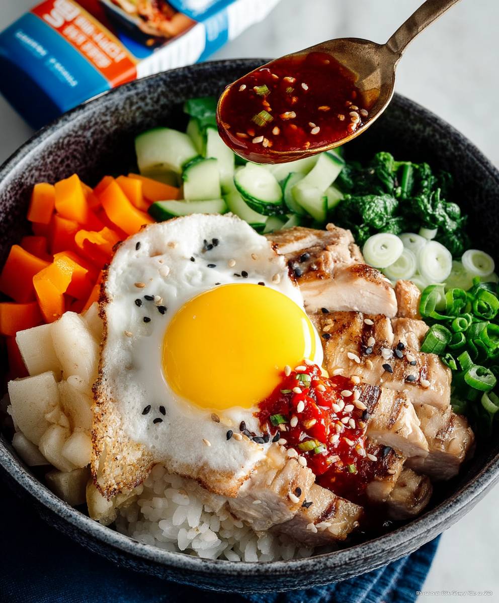 Hainanese chicken bibimbap