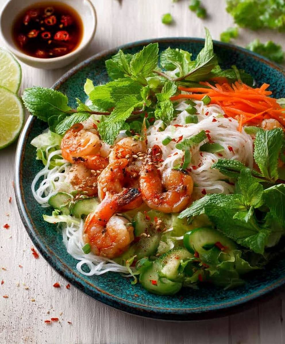 Vietnamese noodle salad shrimp