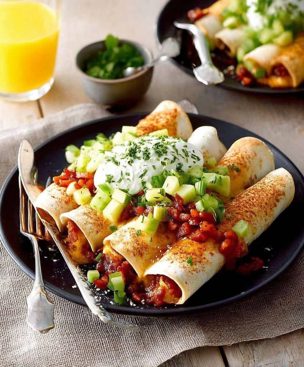 Breakfast enchiladas bacon eggs