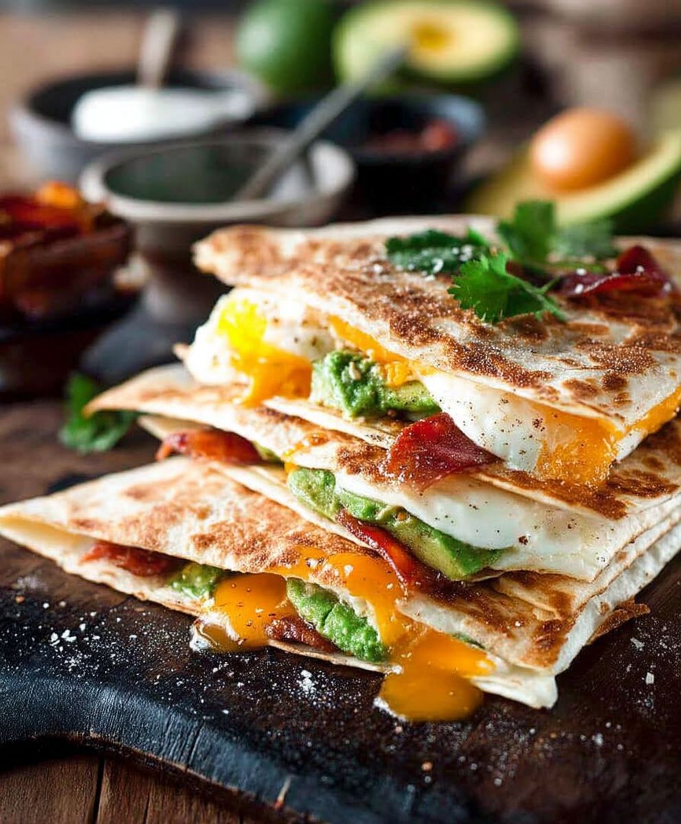 Bacon avocado egg quesadilla
