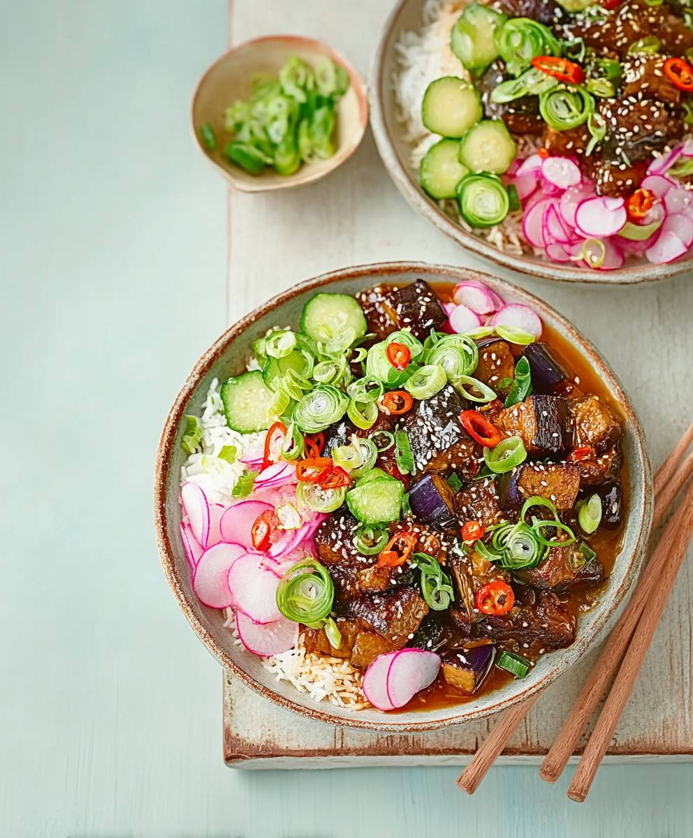 Aubergine teriyaki bowls