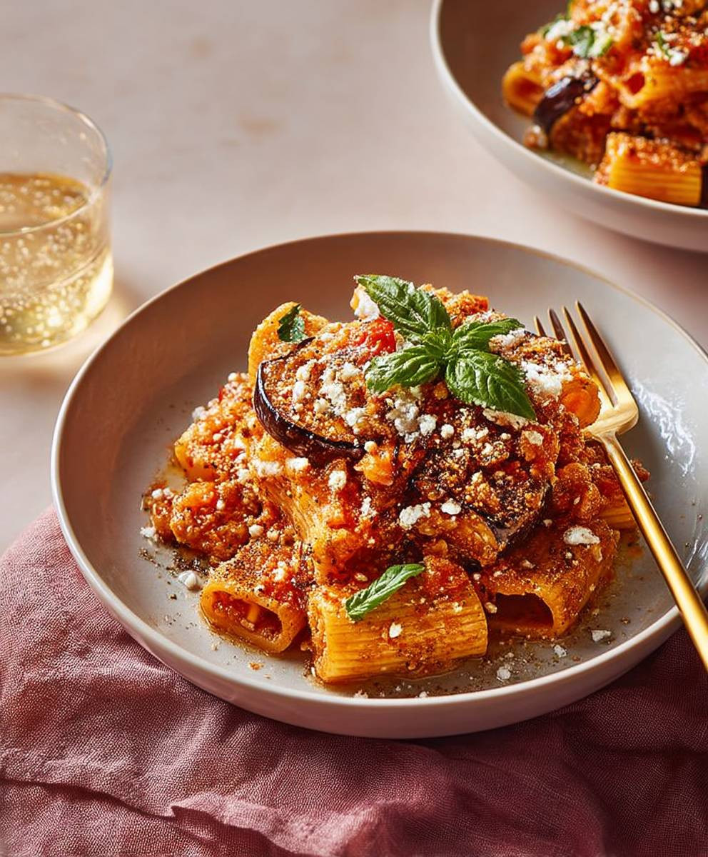 Aubergine parmigiana pasta