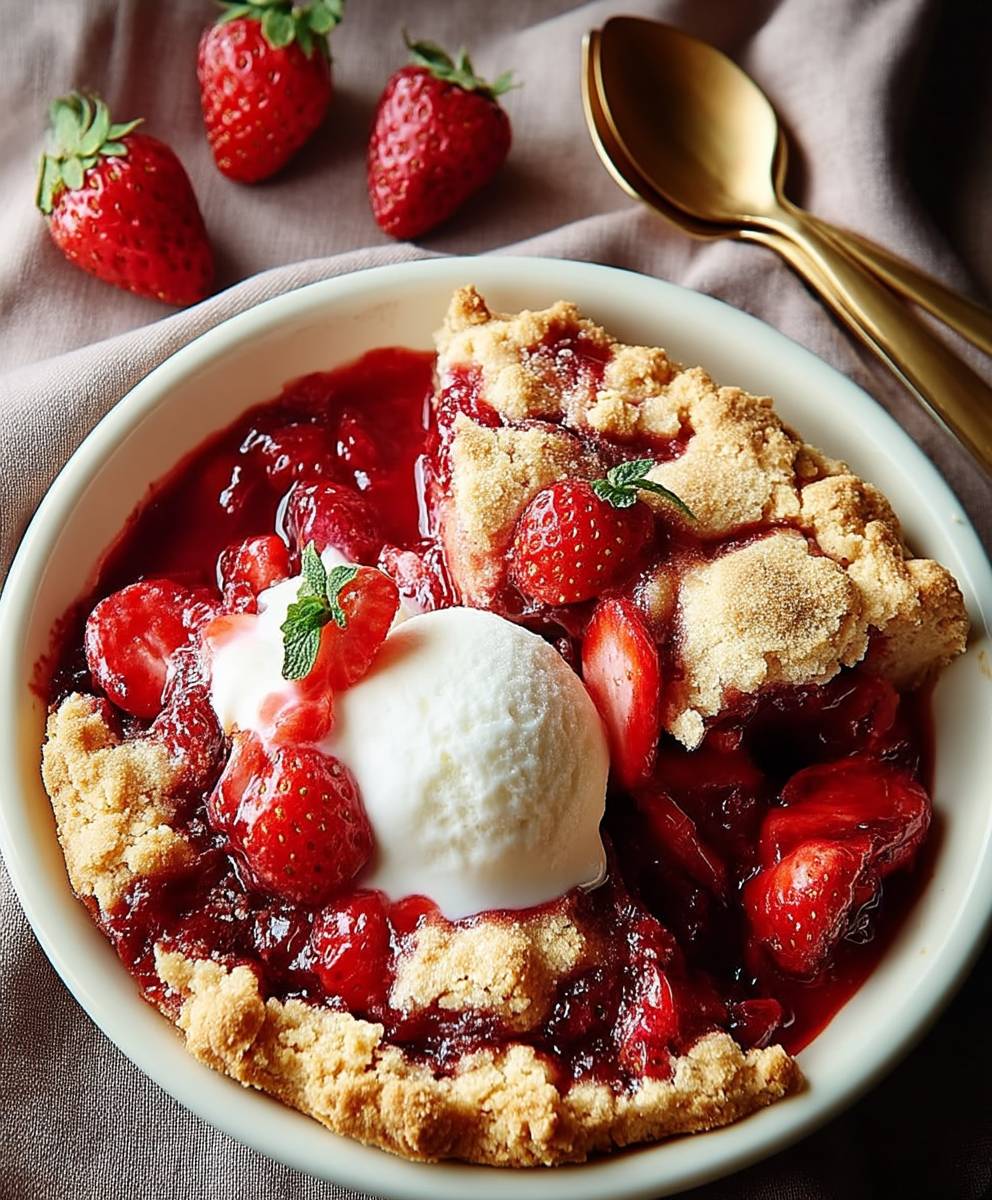 Peanut Butter Strawberry Cobbler
