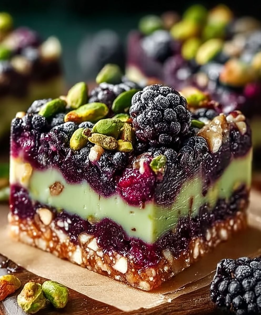 Blackberry Pistachio Dream Bars