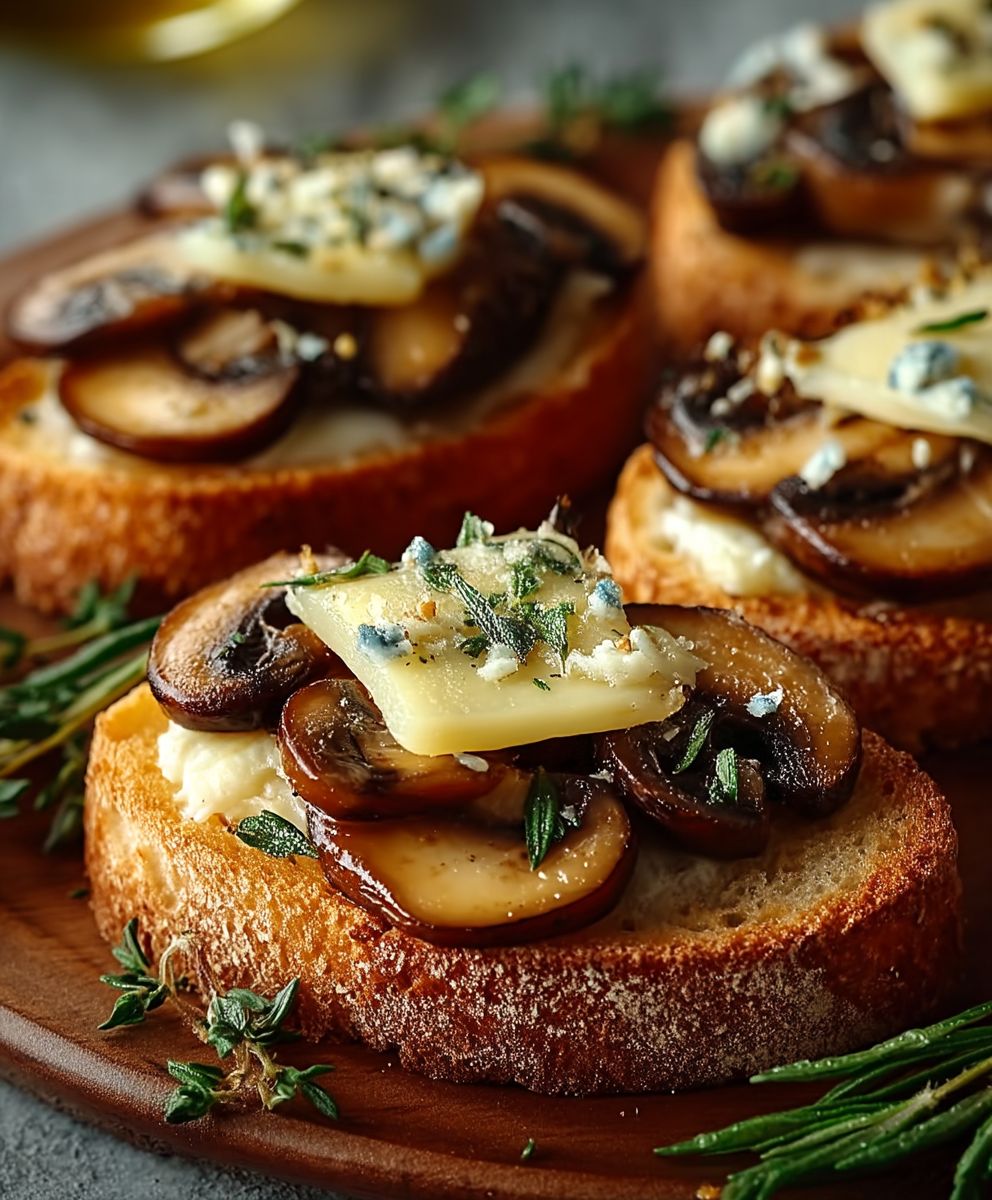 Mushroom Gruyere Crostini Appetizer