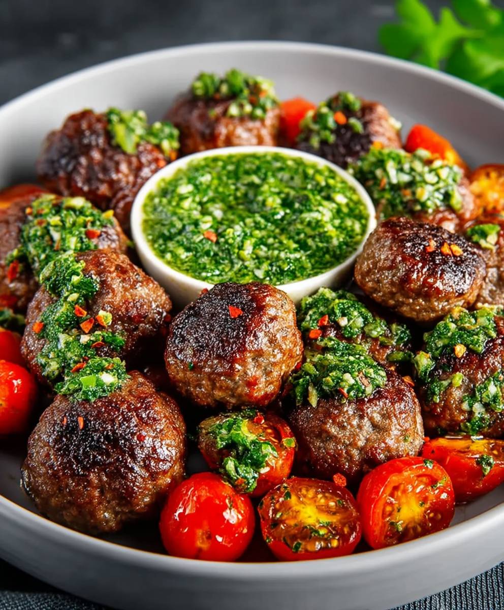 Italian Meatballs Chimichurri Sauce