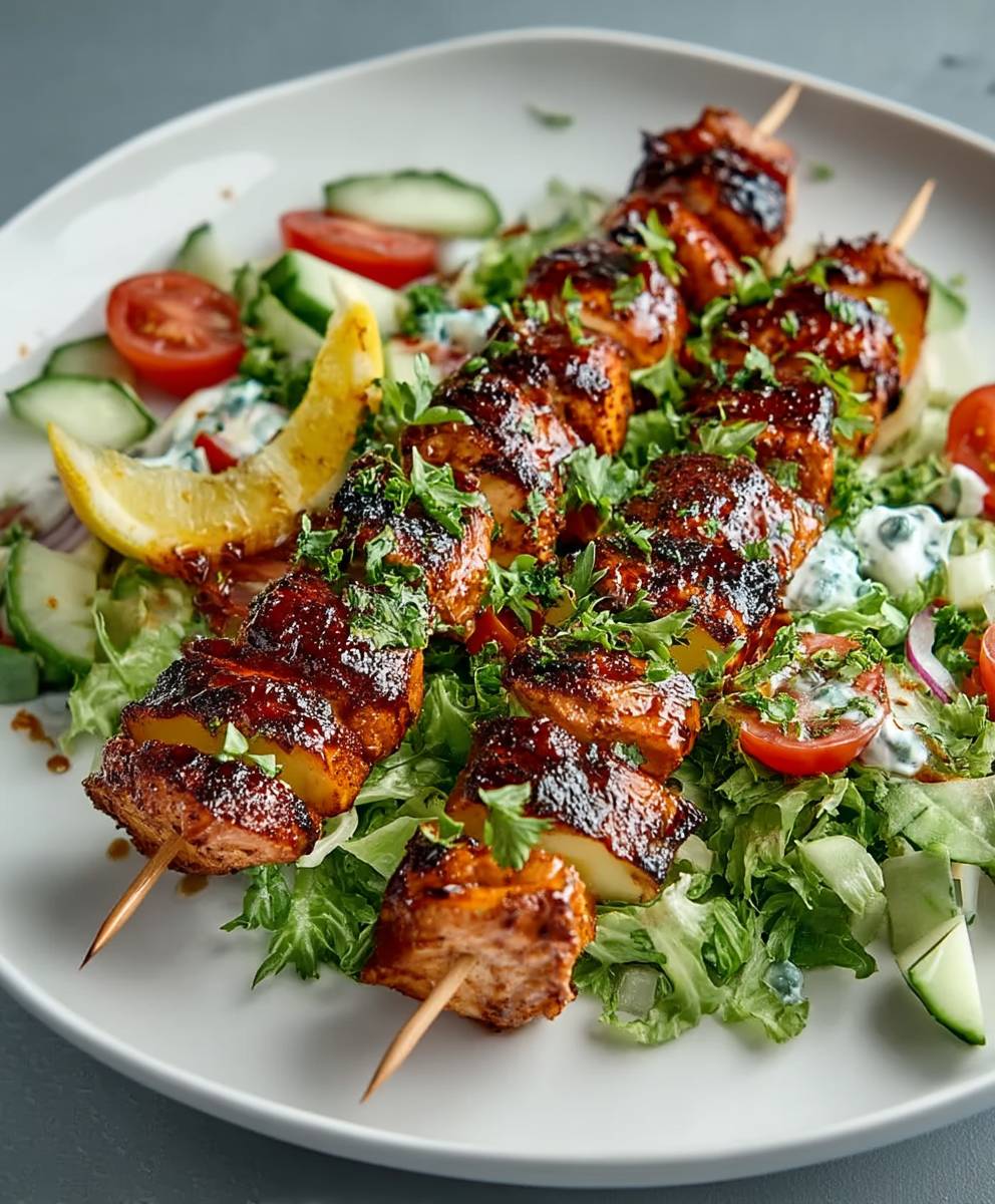 BBQ Chicken Skewer Salad