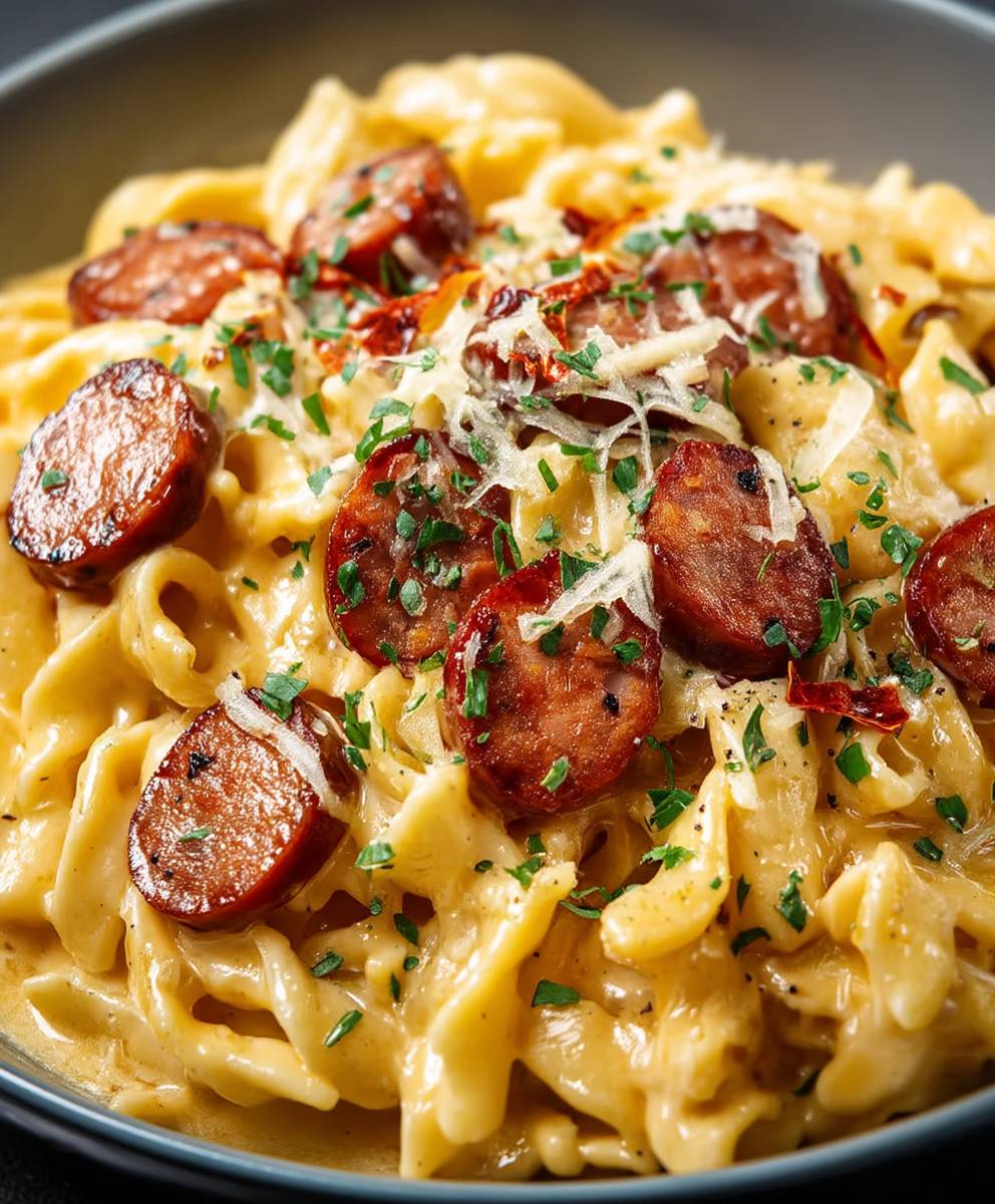 Cheesy Kielbasa Pasta
