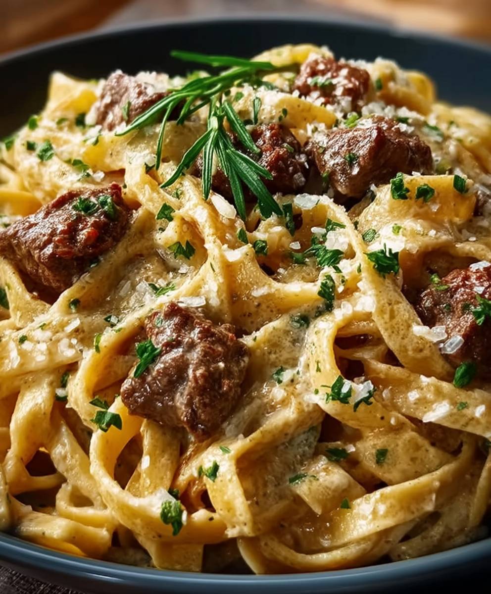 Creamy Beef Garlic Butter Pasta