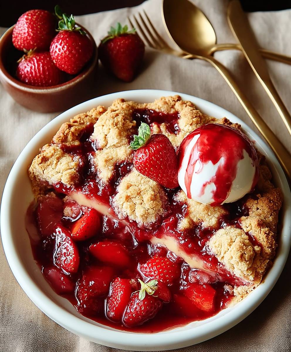 Peanut Butter Strawberry Cobbler