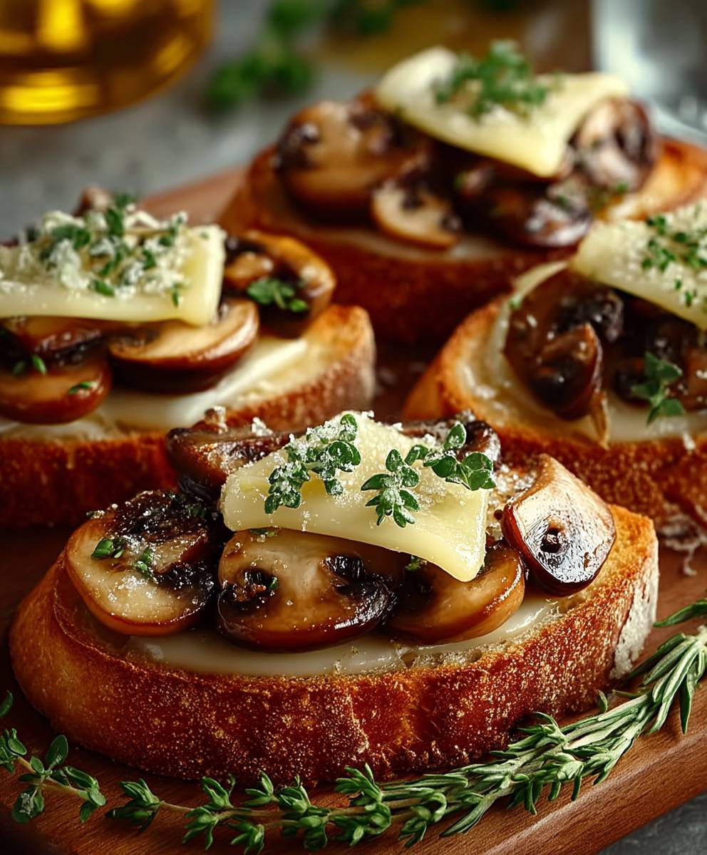 Mushroom Gruyere Crostini Appetizer