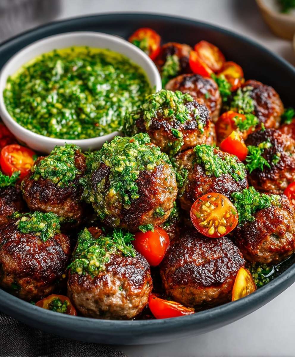 Italian Meatballs Chimichurri Sauce