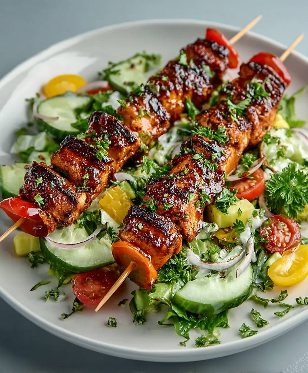 BBQ Chicken Skewer Salad