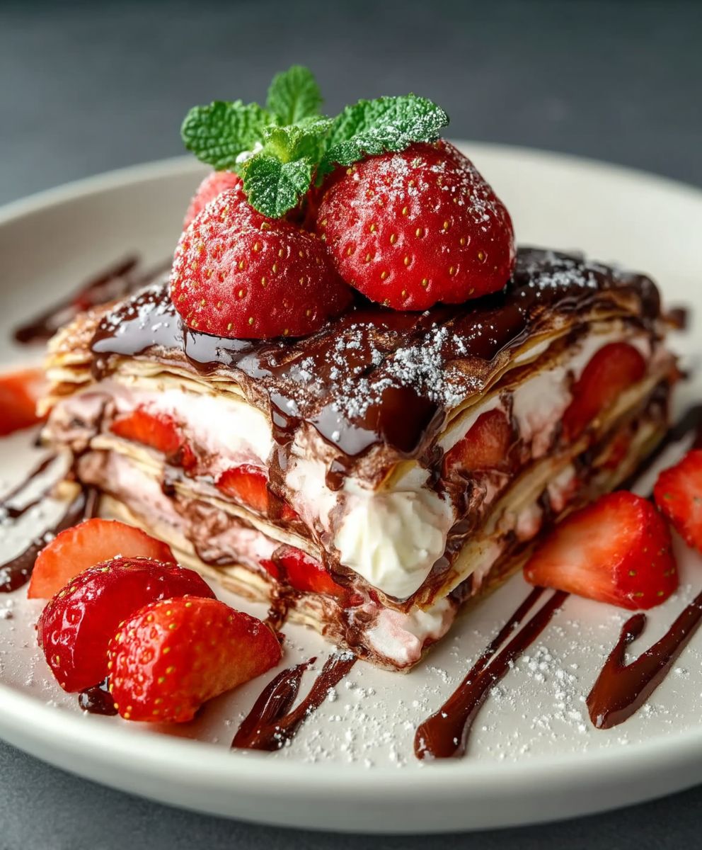 Strawberry Nutella Crepe Cake